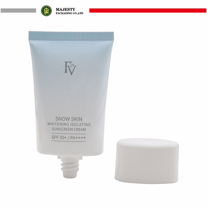 أنابيب بلاستيكية من البولي ايثيلين بيضاوية مسطحة OEM لـ 20 مللي 30 مللي 50 مللي Sunblock ضغط التعبئة والتغليف غطاء برغي مستحضرات التجميل واقية من الشمس BB كريم الأساس
