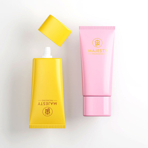 أنابيب ضغط بلاستيكية مسطحة بيضاوية مخصصة لتغليف كريم الأساس الواقي من الشمس BB CC مع غطاء لولبي لكريمات الوجه والعين