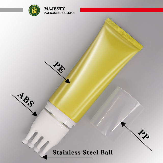 الفولاذ المقاوم للصدأ الكرة الأسطوانة تدليك أنبوب بلاستيكي التعبئة والتغليف العناية بفروة الرأس العناية بالشعر أنبوب أنبوب فارغ التعبئة والتغليف العناية بالبشرة مستحضرات التجميل