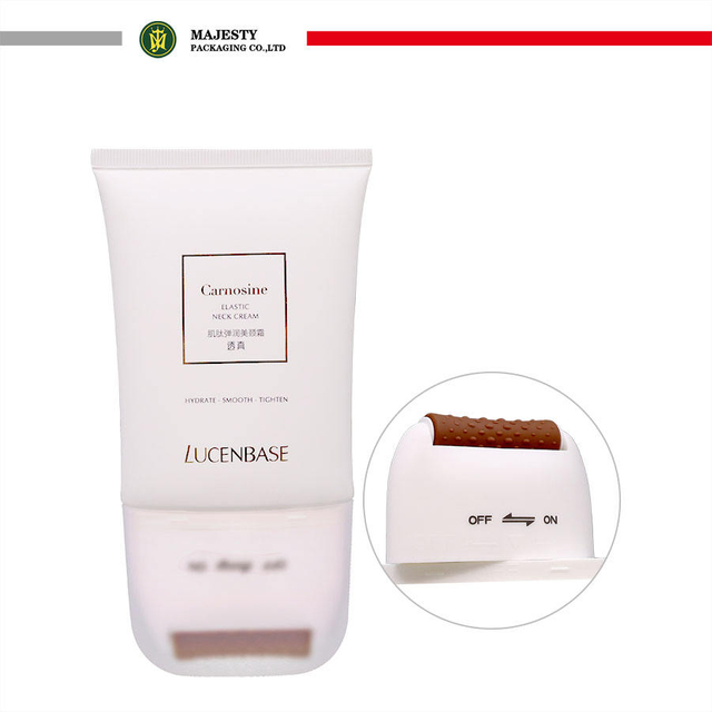 تخصيص شكل بيضاوي 120 جرام الرقبة كريم أنبوب سيليكون تدليك الأسطوانة رئيس أنبوب فارغ مع تشغيل وإيقاف التبديل تحول وظيفة