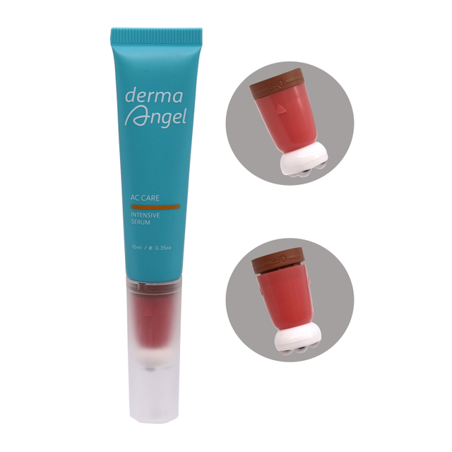 OEM 10ml-25ml PE أنابيب ضغط بلاستيكية 4 كرة دوارة ملمع الشفاه التعبئة والتغليف مع مفتاح تشغيل / إيقاف الرأس لتدليك كريم مصل العين