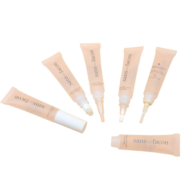 أنابيب ملمع الشفاه البلاستيكية الفارغة مع رأس فرشاة، حاوية ضغط مستحضرات التجميل النظيفة للعناية بالشفاه