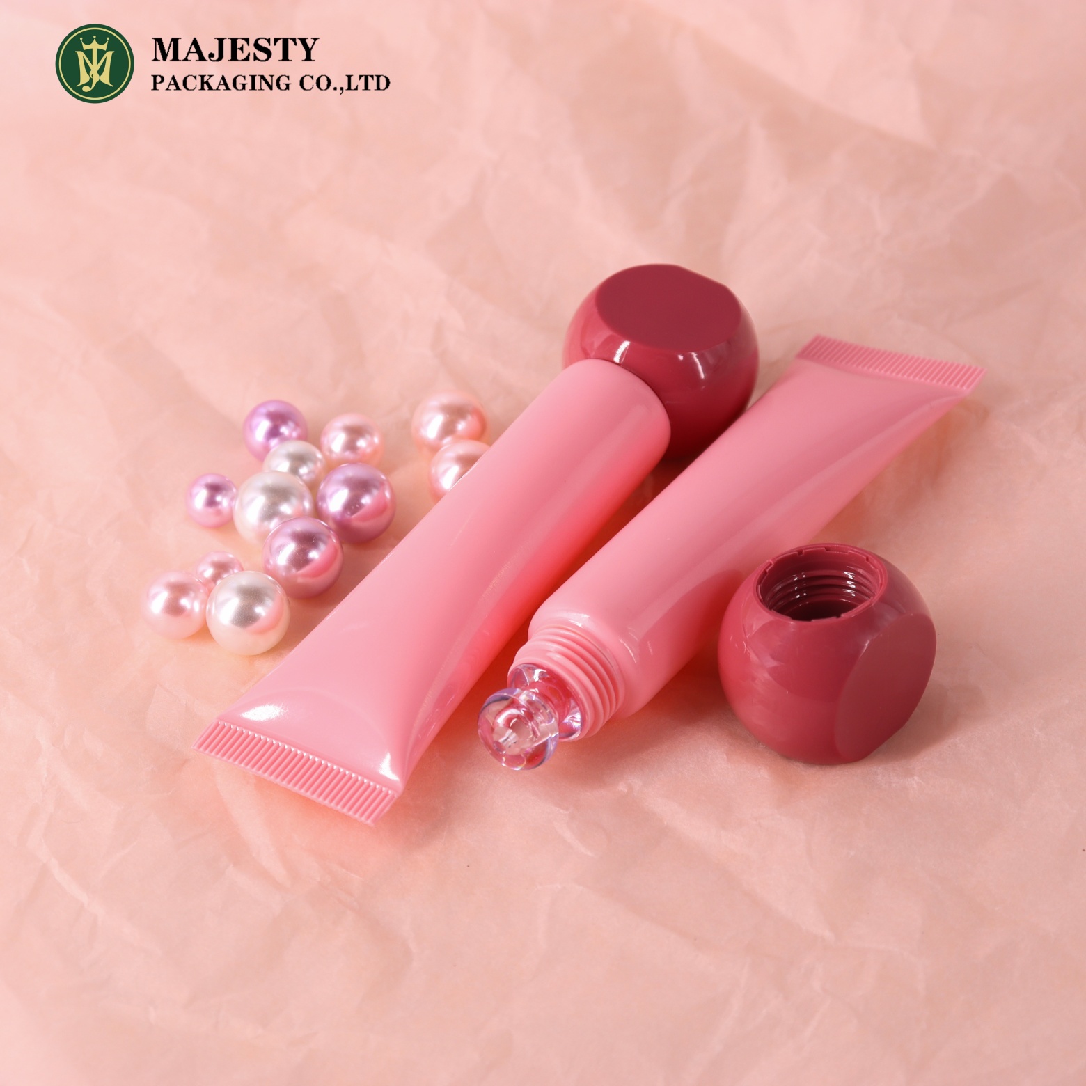 Petg Ball Lip Lip Gloss Cosmetic Tube Packaging PE المواد
