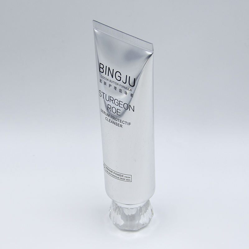 Custom120ML مطبوعة فارغة لينة البولي ايثيلين أنبوب بلاستيكي التعبئة والتغليف الساخن ختم السطح التعامل مع منظف للوجه غسول التعبئة الحاويات