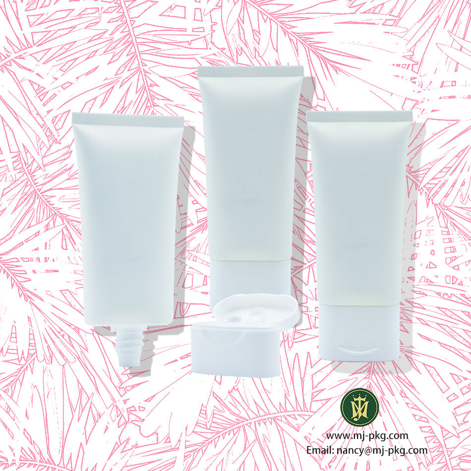 أنبوب بلاستيكي أبيض ناعم مخصص لمستحضرات التجميل فارغ 60 مللي 100 مللي 120 مللي غطاء علوي قابل للطي لشامبو كريم العين وكريم اليد واقي من الشمس
