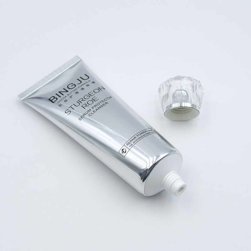 Custom120ML مطبوعة فارغة لينة البولي ايثيلين أنبوب بلاستيكي التعبئة والتغليف الساخن ختم السطح التعامل مع منظف للوجه غسول التعبئة الحاويات