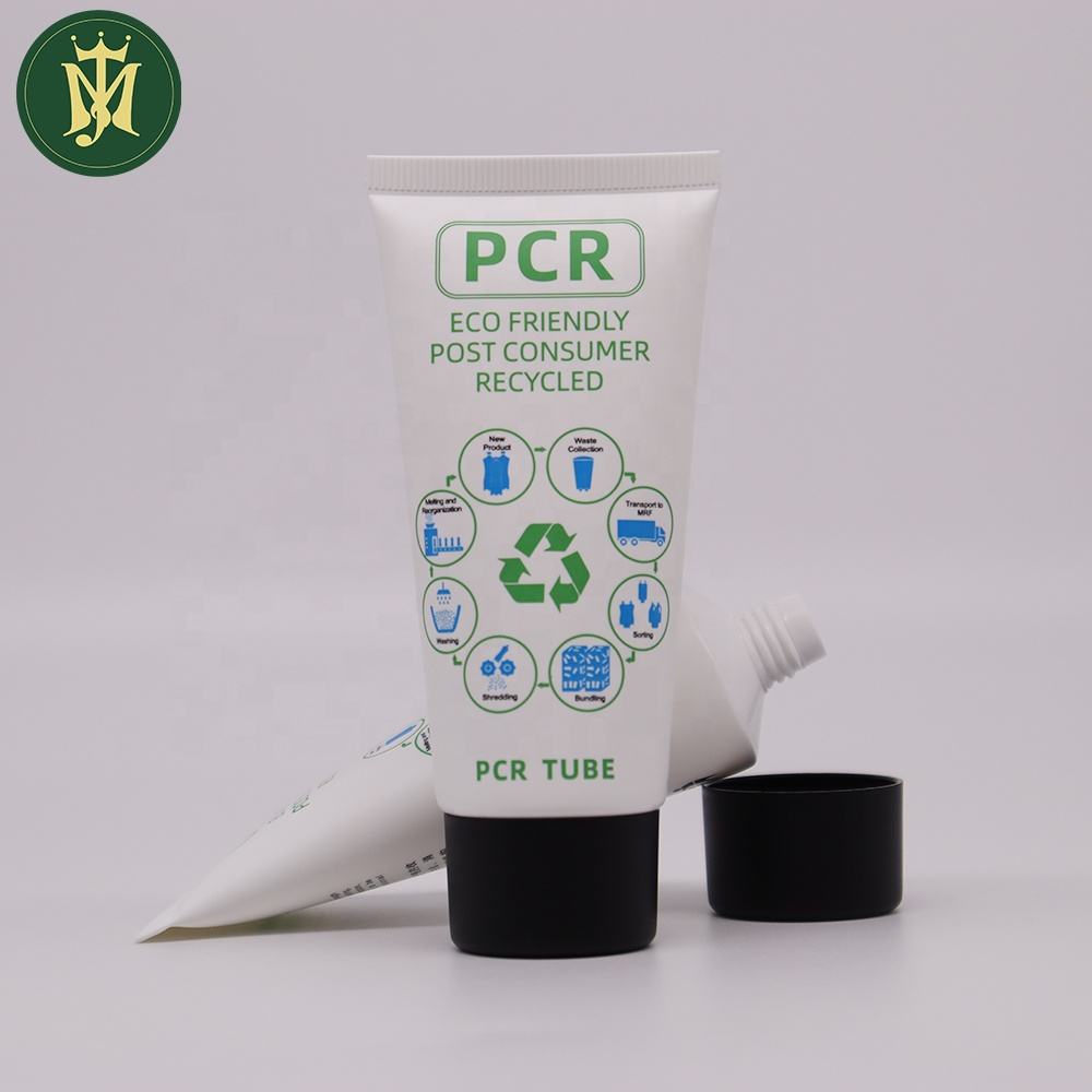 صديقة للبيئة البلاستيك أنبوب مستحضرات التجميل التعبئة والتغليف PCR البلاستيك أنبوب قابل لإعادة التدوير كريم الوجه كريم واقية من الشمس أنبوب مستحضرات التجميل البلاستيكية