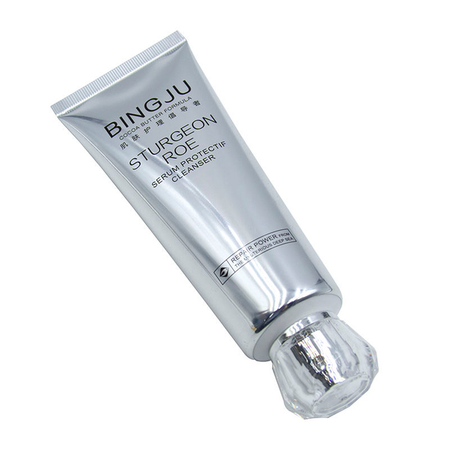 Custom120ML مطبوعة فارغة لينة البولي ايثيلين أنبوب بلاستيكي التعبئة والتغليف الساخن ختم السطح التعامل مع منظف للوجه غسول التعبئة الحاويات