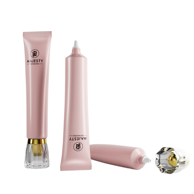 أنبوب بلاستيكي مخصص للتغليف الناعم لكريم الأساس السائل BB كريم العين ذو فوهة طويلة مع غطاء أكريليك لواقي الشفاه من الشمس
