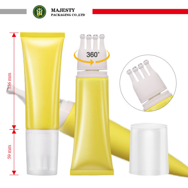 الفولاذ المقاوم للصدأ الكرة الأسطوانة تدليك أنبوب بلاستيكي التعبئة والتغليف العناية بفروة الرأس العناية بالشعر أنبوب أنبوب فارغ التعبئة والتغليف العناية بالبشرة مستحضرات التجميل