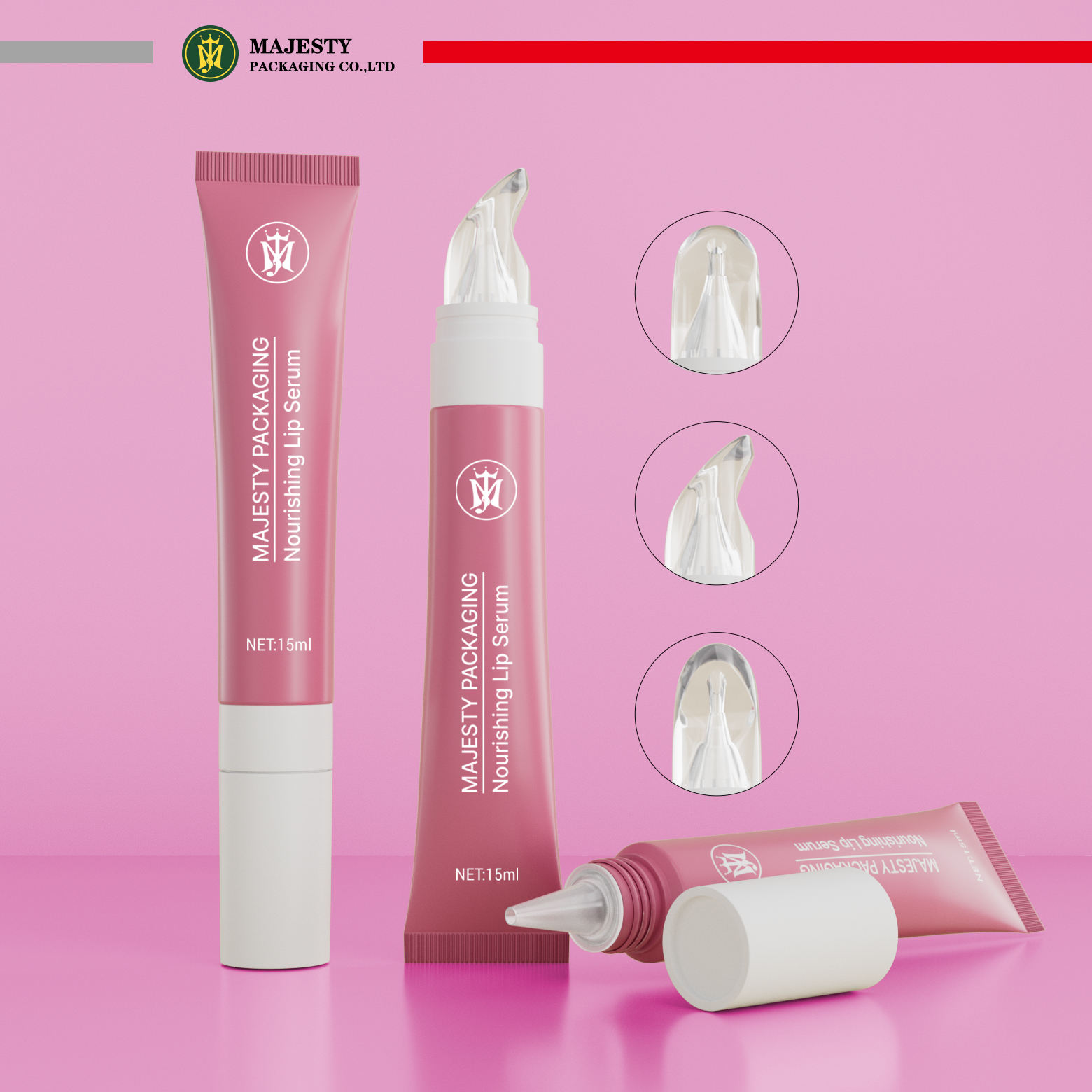 أنبوب أحمر شفاه PP ناعم مخصص وأنبوب ملمع الشفاه مع غطاء بلاستيكي وقطارة لمستحضرات التجميل